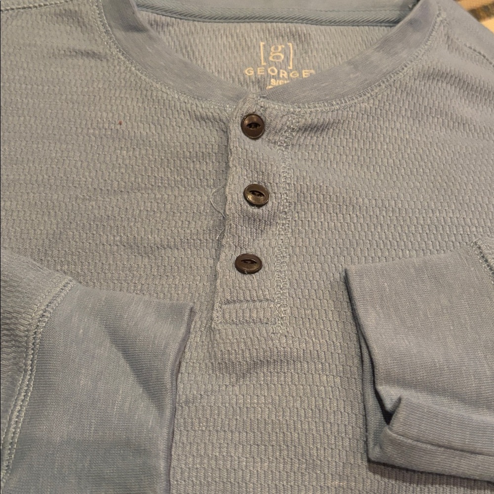Shirt thermal mens new size S 65% cotton 35% polyester long sleeves George grey